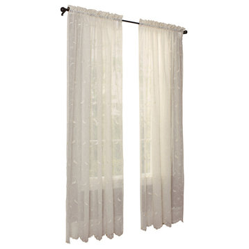 Hathaway Rod Pocket Curtain Panel 54 x 84 in Cream
