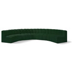 Meridian Furniture - Arc Boucle Fabric Upholstered 7-Pc. U-Shaped Modular Sectional, Green - Give your living room or den the perfect blend of style and versatility with this Arc boucle fabric curved modular Sectional. Part of the Arc modular furniture collection, this Sectional comes upholstered in rich green boucle fabric and features deep channel tufting that adds a touch of luxury while enhancing comfort and support. A seamless combination of form and function, this chair can be used with other Arc pieces to create a myriad of configurations in your well-curated room.