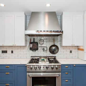 NW Washington, DC Shabby-Chic Style Kitchen & Cathedral-Ceiling Family Room