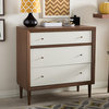 Harlow Wood 3-Drawer Chest, Walnut Brown and White
