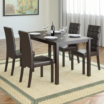Corliving Atwood 5-Piece Dining Set With Dark Brown Leatherette Seats