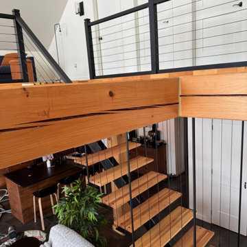 Black inox cable railing project in Greater Montreal, Canada