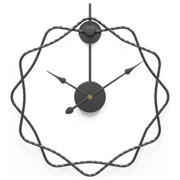 Modern-Designed Large Silent Hanging Clock, Black