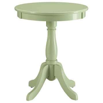 Light Green Solid Wooden Pedestal Side Table