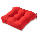 Greendale Home Fashions - Outdoor 20" Chair Cushion, Salsa Red - Enhance the look and feel of your patio furniture with this Greendale Home Fashions 20 inch outdoor dining cushion. This cushion fits most standard outdoor furniture, and comes with string ties to keep cushion firmly in place. Circle tacks create secure compartments which prevent cushion fill from shifting. Each cushion is overstuffed for lasting comfort and durability with a soft polyester fill made from 100% recycled, post-consumer plastic bottles, and covered with a UV resistant, 100% polyester outdoor fabric. This cushion is also water, stain, and mildew resistant. A variety of colors and prints are available to enhance your outdoor decor.