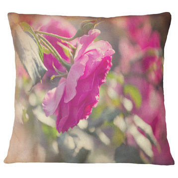Beautiful Pink Rose Flowers Floral Throw Pillow, 16"x16"