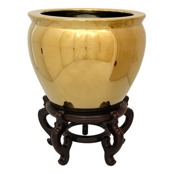 14" Solid Gold Porcelain Fishbowl