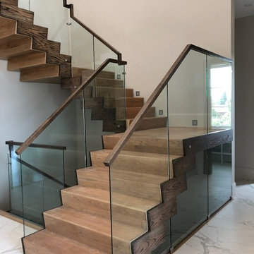 Dexter Modern Wood Cladding Staircase and Glass Railing
