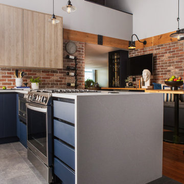 South Loop Loft Kitchen Remodel | Industrial Brick & Timber | Chicago