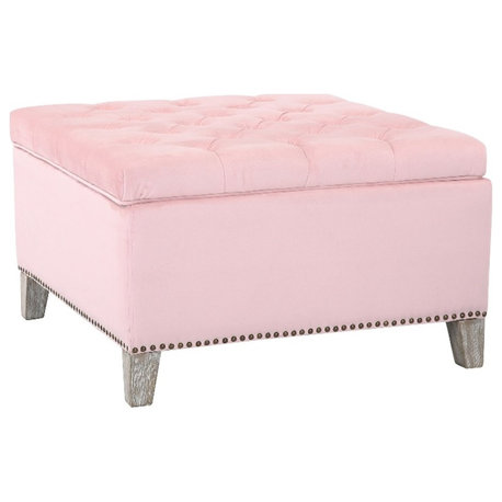 Square 29.5" Velvet Tufted Storage Ottoman