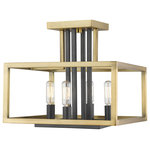 Z-Lite - 4 Light Semi Flush Mount - Clean And Straight Lines Define The Contemporary Quadra Collection. Square And Rectangular Cages Enclose The Inner Fittings Designed To Perfectly Compliment One Another. Unique Dual Finishes Of Brushed Nickel And Black Or Olde Brass And Bronze Magically Mesh To Produce A Stunning Contemporary Presentation.