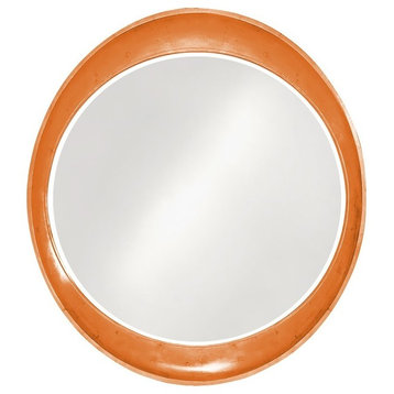 Ellipse Leaf Round Mirror, Orange