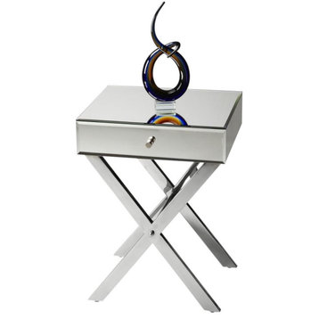 Accent Table Double-X Base X-Base Clear Polished Stainless Steel