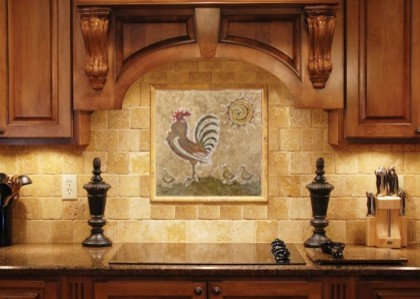Kitchen Tile- The Rooster & His chicks- Installed