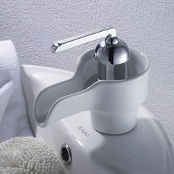 Waterfall Bathroom Sink Faucet with Ceramic Spout T0538 - Bathroom Sink Faucets