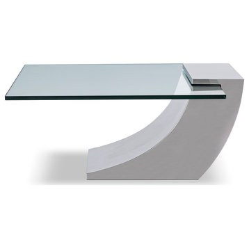 Clasp Cocktail Table, Polished and Brushed Stainless Steel