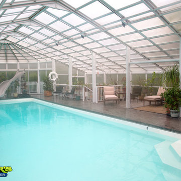 Fiberglass Pool with Retractable Enclosure