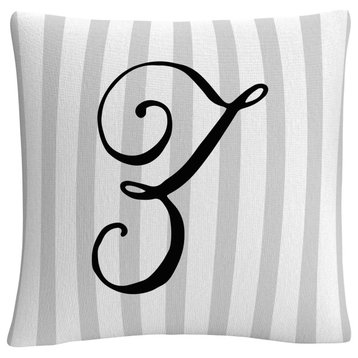 Gray Striped Ornate Letter Script Z By Abc Decorative Throw Pillow