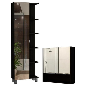 Home Square 2-Piece Set with 24" Mirror Medicine Cabinet & 62" Linen Cabinet
