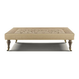 Bensington Tufted Coffee Ottoman-Hemp - Footstools And Ottomans