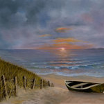 H. Hargrove - On the Shores of  Sea Girt, 30 X 40 - On The Shores of Sea Girt, you share a tranquil moment as the sun gently sets on the horizon reflecting across the rippling waves, and at that moment all is right in the world.