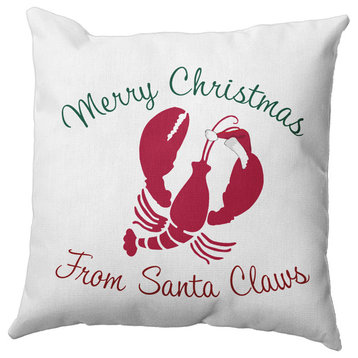 Santa Claws Lobster Accent Pillow, Christmas Pink, 20"x20"