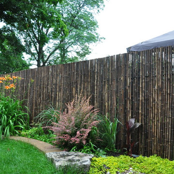 Bamboo Privacy Panels over Existing Chain Link Fencing