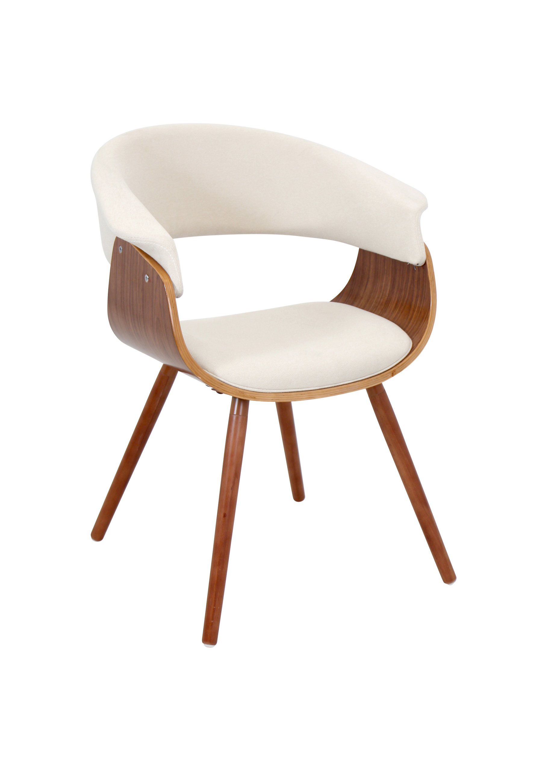 Vintage Mod Chair, Walnut/Cream Fabric