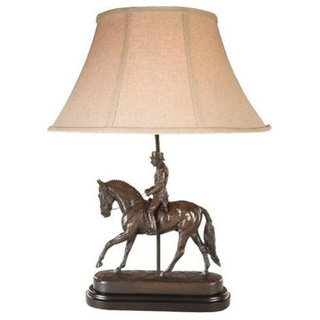 Sculpture Table Lamp Equestrian Horse Dressage Man Rider Hand Painted