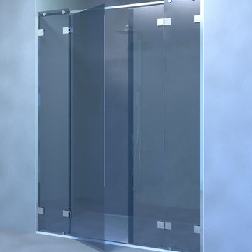1 fixe – 2 portes glace-glace 180° - 1 fixe – profil muraux - 1 raidisseur pa