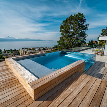 Spa inox, bois et verre
