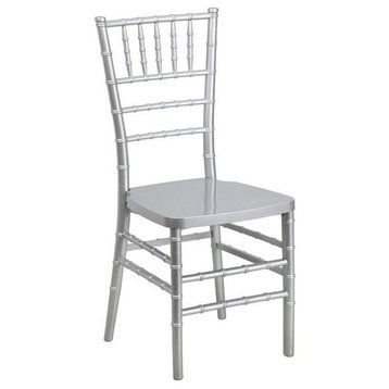 Bowery Hill Resin Stacking Chiavari Dining Chair in Silver