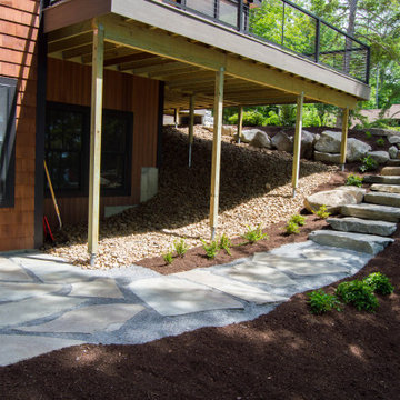 Natural Steps, Mulched path, Patio, and Flower beds!