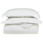 Blue Nile Mills - 530 Thread Count Solid Duvet Cover & Pillow Sham Bed Set, White, Twin - Features: