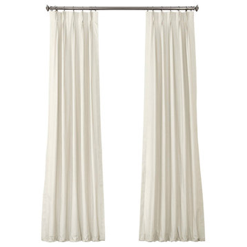 Solid Cotton Pleated Curtain Single Panel, Fresh Popcorn, 25"x120"