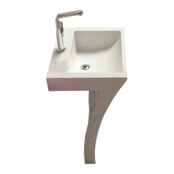 ADM Bathroom Design - ADM Rectangular Freestanding Pedestal Sink, White, 23", Glossy White - Bathroom Sinks