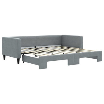vidaXL Daybed with Trundle Upholstered Sleeper Sofa Bed Light Gray Fabric