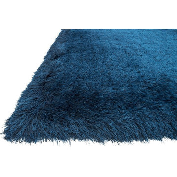 3" Polyester Pile Allure Shag Area Rug by Loloi, Sapphire, 7'6"x9'6"