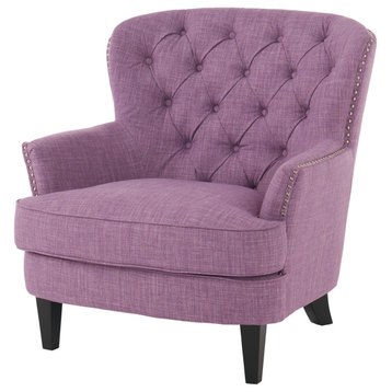 GDF Studio Laxford Light Purple Tufted Fabric Club Chair