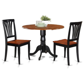 3-Piece Kitchen Nook Dining Set, Table and 2 Chairs, Black, Cherry
