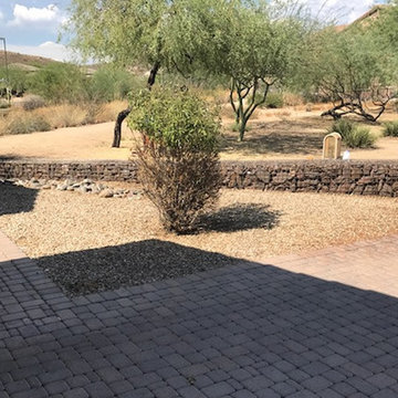 Gabion wall with house number
