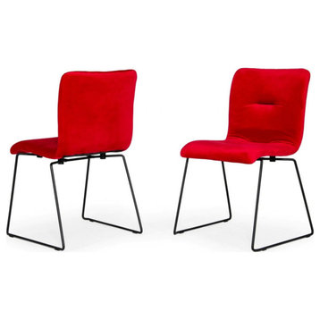 Theodore Modern Red Fabric Dining Chair, Set of 2
