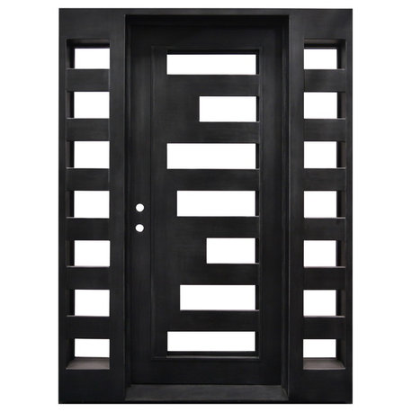 Exterior Front Entry Iron Single Door, 100"x86"