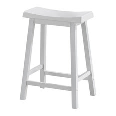 Monarch Specialties - Barstool, 2-Pieces/24H/White Saddle Seat - Bar Stools and Counter Stools