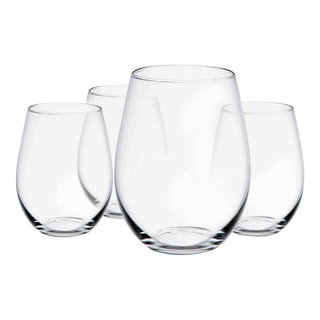 JoyJolt 4 - Piece 15oz. Glass Stemless Wine Glass Glassware Set