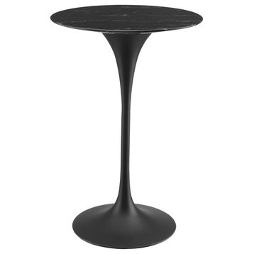 Lippa 28" Artificial Marble Bar Table, Black Black