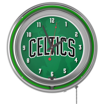 NBA Chrome Double Rung Neon Clock, Fade, Boston Celtics