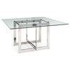 Modrest Keaton Square Modern Stainless Steel & Glass Dining Table - Clear/Chrome