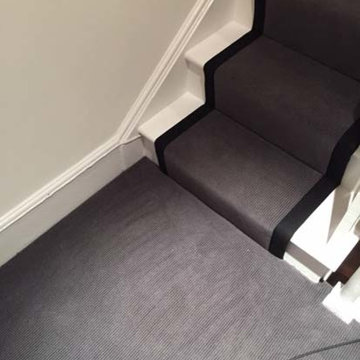Grey Carpet With Black Borders as a Stair Carpet Runner