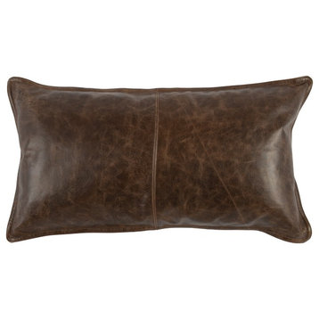 Cheyenne 100% Leather 14"x26" Throw Pillow by Kosas Home, Chocolate Brown